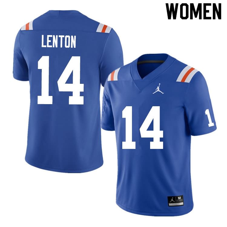 Women's NCAA Florida Gators Quincy Lenton #14 Stitched Authentic Nike Blue Throwback College Football Jersey DCX7765WI